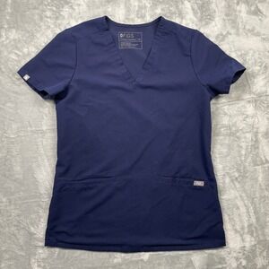 FIGS Scrub Top Navy Blue Excellent FW1100 V-Neck Technical Collection Womens XS